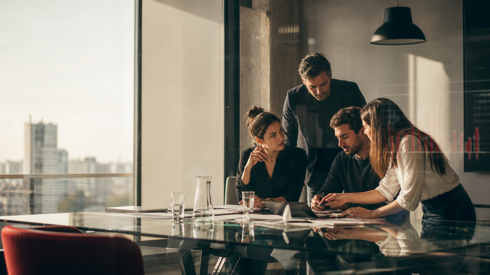 Equipo de trabajo analizando estrategia comercial